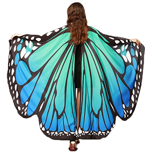 Product Cover Christmas Party Soft Fabric Butterfly Wings Shawl Fairy Ladies Nymph Pixie Costume Accessory ((L) 168cm(W) 135cm/ 66