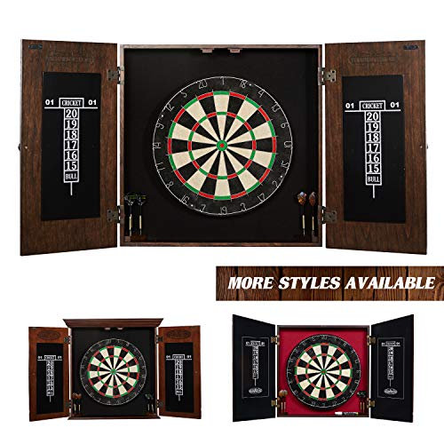 Product Cover Barrington Webster Bristle Dartboard Cabinet Set: Professional Hanging Classic Sisal Dartboard with Self Healing Bristles and Accessories - 6 Steel Tip Darts