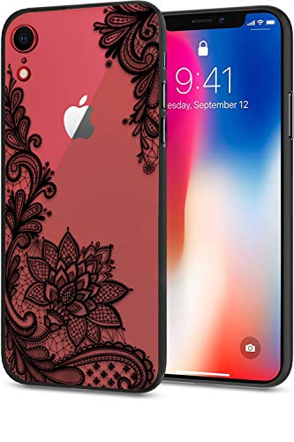 Product Cover Apple (iPhone 8 iPhone 7) Slim Fit Phone Case for Girls Women with Cute Black Flowers Design - Ultra Thin Matte Hard Plastic Case Cover and Protective Hybrid Rubber Bumper - Cool Floral Pattern
