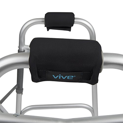 Product Cover Vive Walker Grips - Padded Hand Covers - Soft Cushion Padding Medical for Folding Rolling Wheelchair, Rollator Handle, Senior, Elderly Grippers - Crutch Handle Pads - Mobility Aid Hand Cushion (Black)