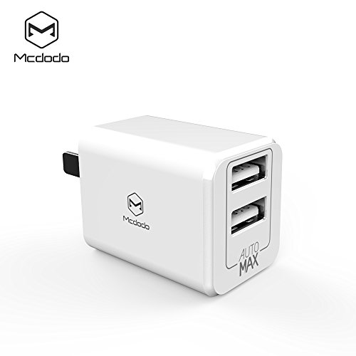 Product Cover mcdodo Mini USB Wall Charger Ultra Compact Dual Port 2.4A Output & Foldable Adapter Plug Compatible iPhone iPad Samsung Galaxy, HTC Nexus Moto, Bluetooth Speaker, Powerbank (Wall Charger White)