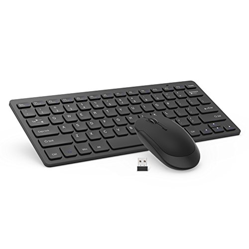 Product Cover Wireless Keyboard Mouse, Jelly Comb 2.4GHz Ultra Thin Compact Portable Small Wireless Keyboard and Mouse Combo Set for PC, Desktop, Computer, Notebook, Laptop, Windows XP/Vista / 7/8 / 10 (Black)