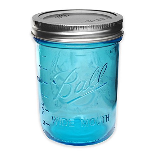 Product Cover Ball Mason Jar-16 oz. Aqua Blue Glass Wide Mouth - Set of 8
