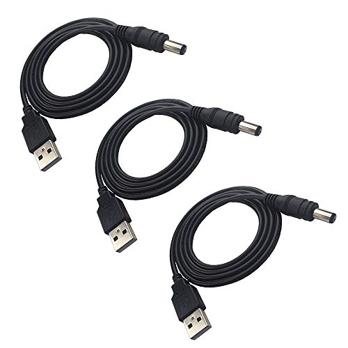 Product Cover DZYDZR 3 PCS 1m Extension Cable USB to DC Cable - 5V USB 2.0 Port Male to DC 5V Male 5.5mm x 2.1mm Power Cord (3.3ft)