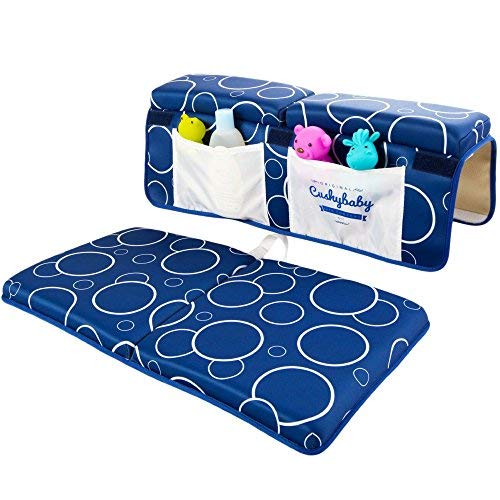 Product Cover Cushybaby Bath Kneeler and Elbow Rest Pad Set - Thick, Non-Slip, Kneeling Mats Cushion and Protect Arms and Knees So You Can Bathe Your Baby in Comfort! Enjoy Tub Time as Much as Your Kids Do! (Blue)