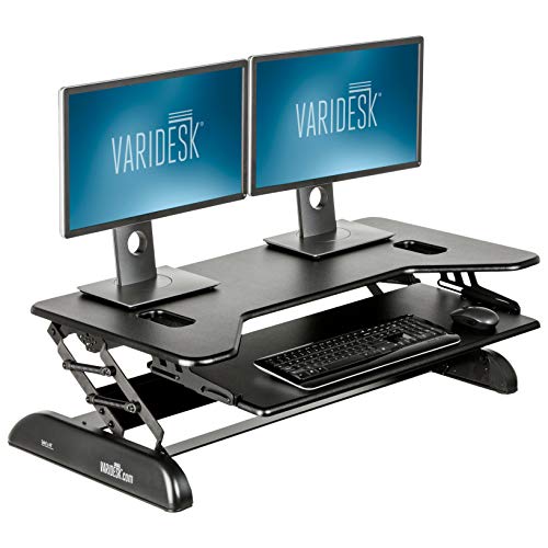 Product Cover VARIDESK - Height Adjustable Standing Desk Converter - Stand Up Desk for Dual Monitors and Cubicles - Cube Plus 40