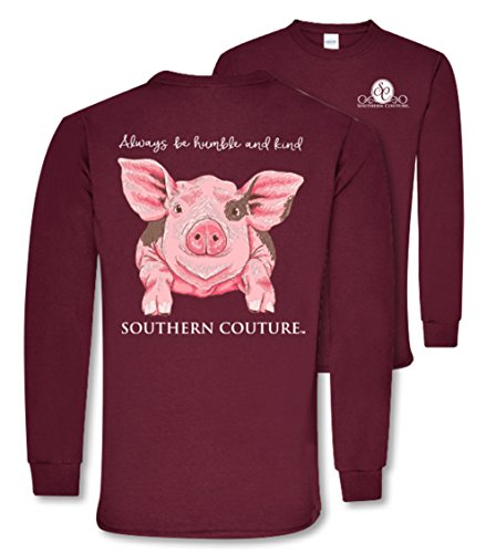 Product Cover Southern Couture SC Classic Humble & Kind Farm Pig on Long Sleeve Womens Classic Fit T-Shirt - Maroon