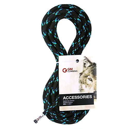 Product Cover GM CLIMBING 8mm Accessory Cord Rope 19kN Double Braid Pre Cut CE/UIAA (Black, 50ft 8mm)