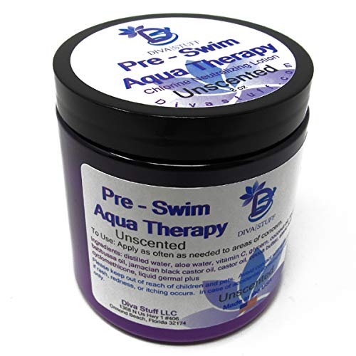 Product Cover Diva stuff Pre-Swim Aqua Therapy Chlorine Neutralizing Body Moisturizing Lotion for Swimmers, Protects Skin from Chlorine and Salt Water, 8 oz - Made in the USA, Unscented