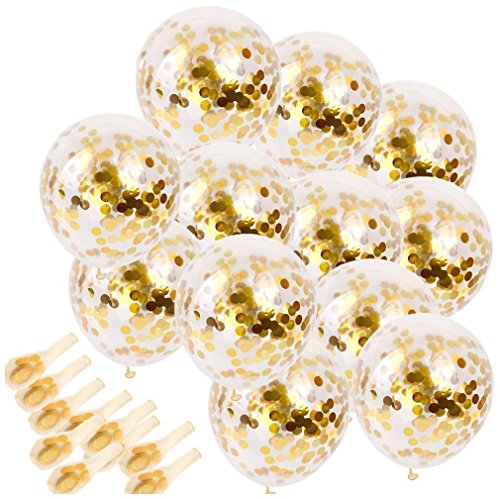 Product Cover SINKSONS 20 Pieces Gold Confetti Balloons, 12 Inches Party Balloons With Golden Paper Confetti Dots For Party Decorations Wedding Decorations And Proposal (Gold)