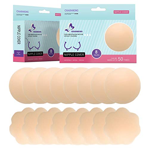 Product Cover 8 Pairs Womens Reusable Adhesive Nipple Covers Invisible Round Silicone Cover