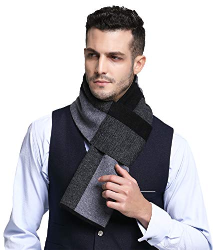 Product Cover RIONA Men's 100% Australian Soft Merino Wool Knitted Plaid Warm Scarf with Gift Box