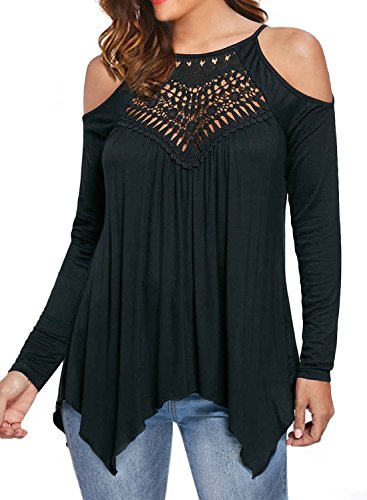 Product Cover MIHOLL Women's Casual Tops Lace Off Shoulder Long Sleeve Loose Blouse Shirts