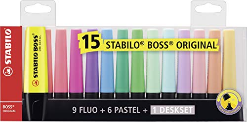 Product Cover Stabilo Boss Original Highlighter Deskset of 15 Assorted Colours - Limited Edition