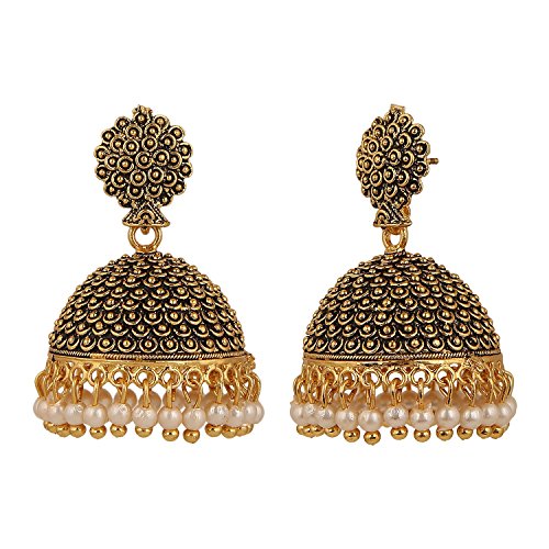 Product Cover Efulgenz Indian Vintage Bollywood Gypsy Oxidized Gold Plated Traditional Jhumka Jhumki Earrings for Women and Girls