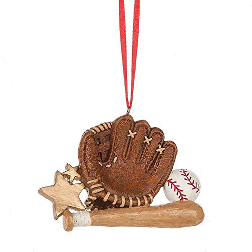 Product Cover Baseball Mitt Bat 4 x 3 Inch Resin Christmas Ornament Figurine