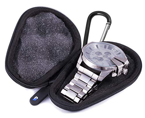 Product Cover Casematix Watch Box Travel Case for Stainless Steel Metal Band Mens and Womens Watches , Up To 56mm