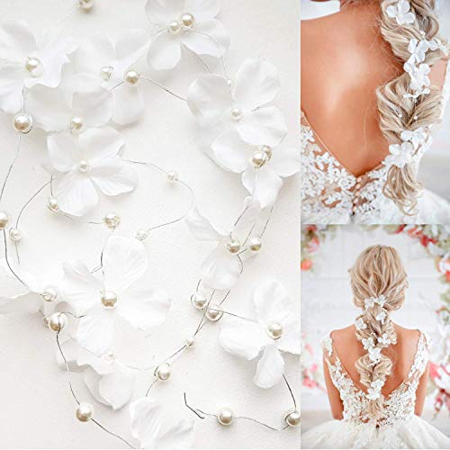 Product Cover Dalina Wedding Hair Accessories for Bride and Bridesmaid - Bridal Flower Hair Vine Long Bridal Headband (120cm / 47 inches) - Set of 2 Vines.