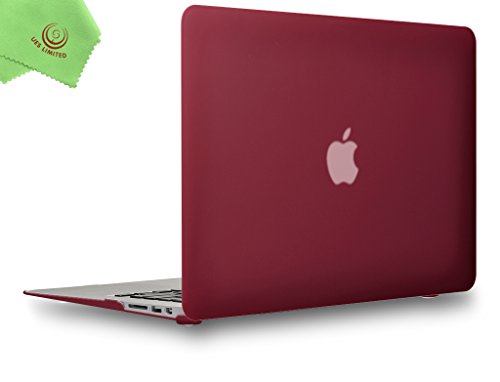 Product Cover UESWILL Smooth Soft-Touch Matte Hard Shell Case Cover for 2008-2017 MacBook Air 13 inch (Model A1466 / A1369) + Microfibre Cleaning Cloth, Wine Red