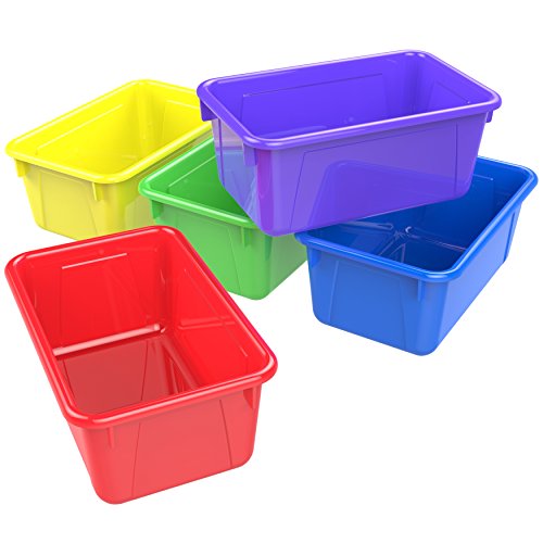 Product Cover Storex 62414U05C Small Cubby Bin, Plastic Storage Container Fits Classroom Cubbies, Pack of 5, 12.2