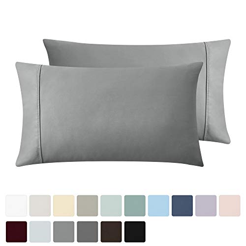 Product Cover California Design Den 400 Thread Count 100% Cotton Pillow Cases, Slate Grey Standard Pillowcase Set of 2, Long - Staple Combed Pure Natural Cotton Pillowcase, Soft & Silky Sateen Weave