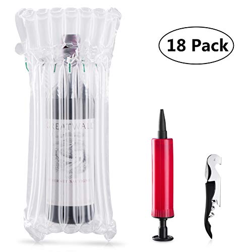 Product Cover Wine Bottle Protector Bags 18 Pack Sleeves Glass Travel Transport Air filled Column Leakproof Cushioning with a Free Air Pump and A Wine Opener
