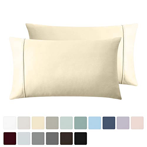 Product Cover California Design Den 400 Thread Count 100% Cotton Pillow Cases, Vanilla Yellow King Pillowcase Set of 2, Long - Staple Combed Pure Natural Cotton Pillowcase, Soft & Silky Sateen Weave