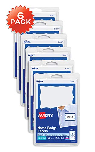 Product Cover Avery Personalized Name Tags, Print or Write, Blue Border, 2-1/3