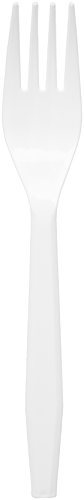 Product Cover AmazonBasics Light-Weight Plastic Forks, White, 1000-Count