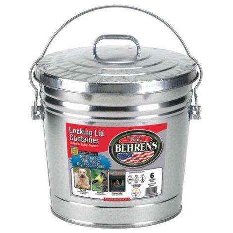 Product Cover Behrens 6 Gallon Rust-Proof Steel Locking Lid Trash Can(6 gal) Made in USA