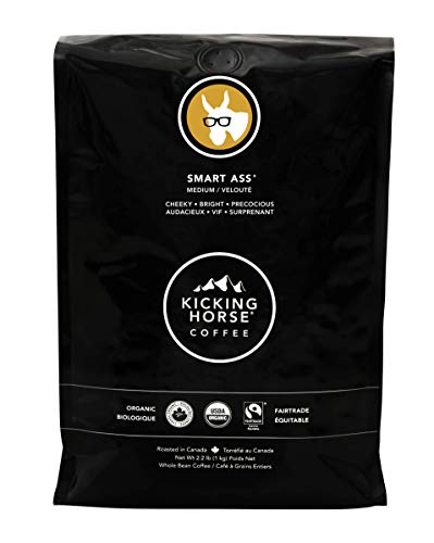 Product Cover Kicking Horse Coffee, Smart Ass, Medium Roast, Whole Bean, 2.2 Pound - Certified Organic, Fairtrade, Kosher Coffee
