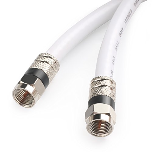 Product Cover Postta Digital Coaxial Cable(15 Feet) Quad Shielded White RG6 Cable with F-Male Connectors