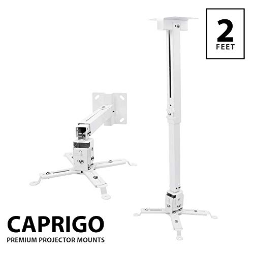 Product Cover Caprigo Universal Heavy Duty - 2 Feet Projector Ceiling and Wall Mount Stand Adjustable Bracket (White - Weight Capacity : 15 Kgs - M447)