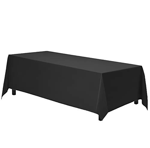 Product Cover Gee Di Moda Rectangle Tablecloth - 90 x 156 Inch - Black Rectangular Table Cloth for 8 Foot Table in Washable Polyester - Great for Buffet Table, Parties, Holiday Dinner, Wedding & More