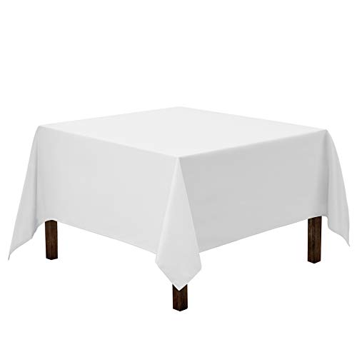 Product Cover Gee Di Moda Square Tablecloth - 85 x 85 Inch - White Square Table Cloth for Square or Round Tables in Washable Polyester - Great for Buffet Table, Parties, Holiday Dinner, Wedding & More