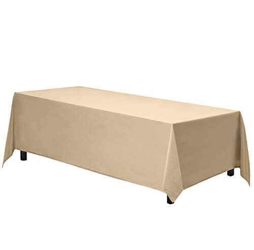Product Cover Gee Di Moda Rectangle Tablecloth - 90 x 156 Inch - Beige Rectangular Table Cloth for 8 Foot Table in Washable Polyester - Great for Buffet Table, Parties, Holiday Dinner, Wedding & More