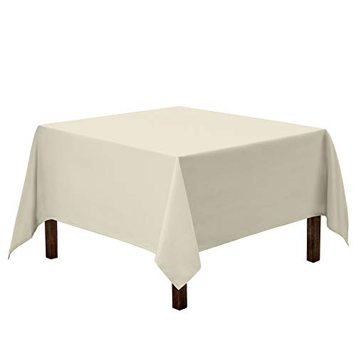 Product Cover Gee Di Moda Square Tablecloth - 85 x 85 Inch - Ivory Square Table Cloth for Square or Round Tables in Washable Polyester - Great for Buffet Table, Parties, Holiday Dinner, Wedding & More