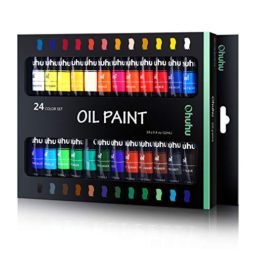 Product Cover Ohuhu Oil Paint Set, 24 Oil-Based Colors, Artists Paints Oil Painting Set, 12ml x 24 Tubes - for Christmas Gifts