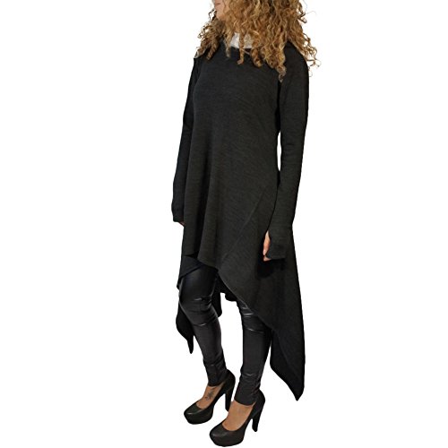 Product Cover Annystore Women's Solid Irregular Hem Long Sleeve Loose Hoodies Sweatshirts Dress Plus Size