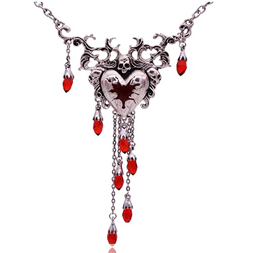 Product Cover Halloween Fashion Blood Heart Rose Skull Collar Necklace Punk Gothic Jewelry Women Necklace (Necklace2)