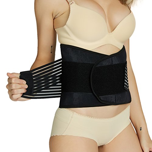 Product Cover Neotech Care Neoprene Back Brace, Lumbar Support with Double Banded Strong Compression Pull Straps (Black & Blue, Size XXXL)