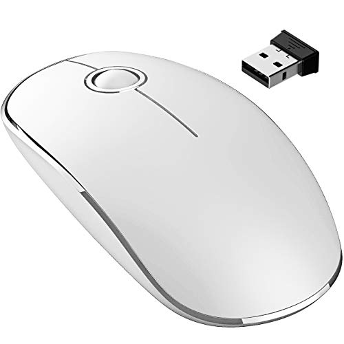Product Cover VicTsing [Upgraded] Slim Wireless Mouse, 2.4G Silent Laptop Mouse with Nano Receiver, Ergonomic Wireless Mouse for Laptop, Portable Mobile Optical Mice for Laptop, PC, Computer, Notebook-White