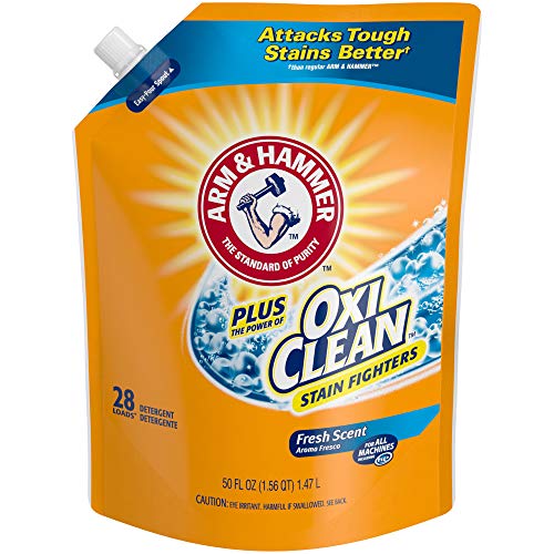 Product Cover ARM & HAMMER Plus OxiClean Fresh Scent HE Liquid Laundry Detergent Easy-Pour Pouch, Pack of three 50 oz. pouches, 84 total loads