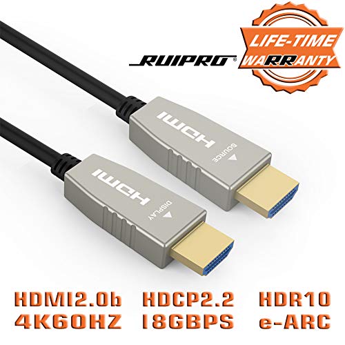 Product Cover Fiber HDMI Cable RUIPRO 4K60HZ HDR 40 feet Light Speed HDMI2.0b Cable, Supports 18.2 Gbps, ARC, HDR10, Dolby Vision, HDCP2.2, 4:4:4, Ultra Slim and Flexible HDMI Optic Cable with Optic Technology 12m