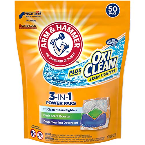 Product Cover Arm & Hammer Plus OxiClean HE 3-in-1 Laundry Detergent Power Paks, 50 Count