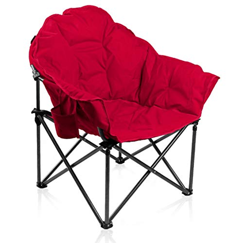 Product Cover ALPHA CAMP Oversized Moon Saucer Chair with Folding Cup Holder and Carry Bag - Red