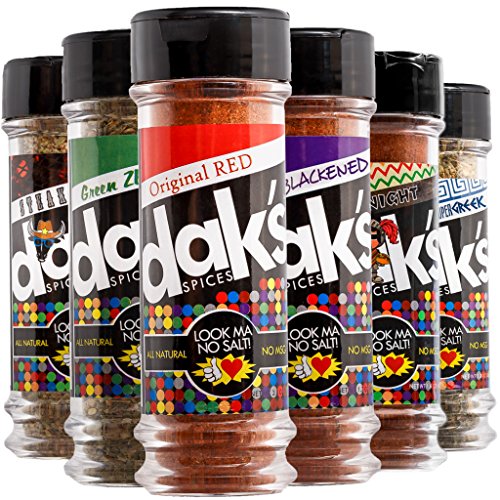 Product Cover DAK's Spices BEST SELLERS 6 PACK - 100% Sodium Free! Spice and seasoning for steak, poultry, fish, veggies containing 0% SALT! FREEDOM from Salt, Low Salt, Low Sodium!