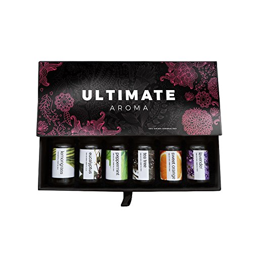 Product Cover Essential oils by ULTIMATE AROMA 100% Pure Therapeutic Grade Oils kit- Top 6 Aromatherapy Oils Gift Set-6 10ML(Eucalyptus, Lavender, Lemon grass, Orange, Peppermint, Tea Tree)