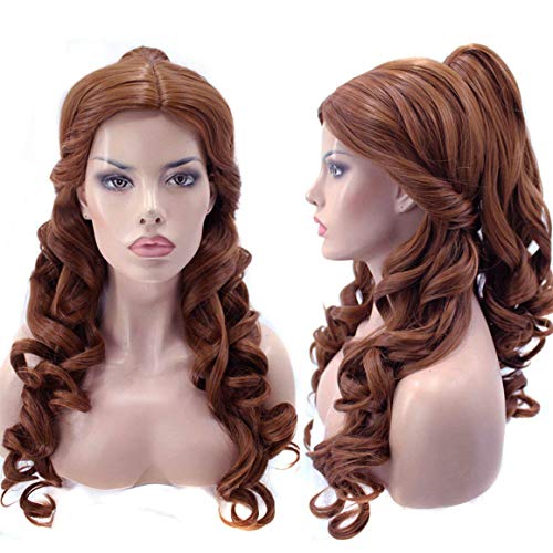 Product Cover ANOGOL Hair Cap+Women Ponytail Wigs Curly Brown Cosplay Wig for Halloween
