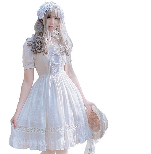 Product Cover Smiling Angel Girls White Sweet Lolita Dress Princess Court Skirts Cosplay Costumes